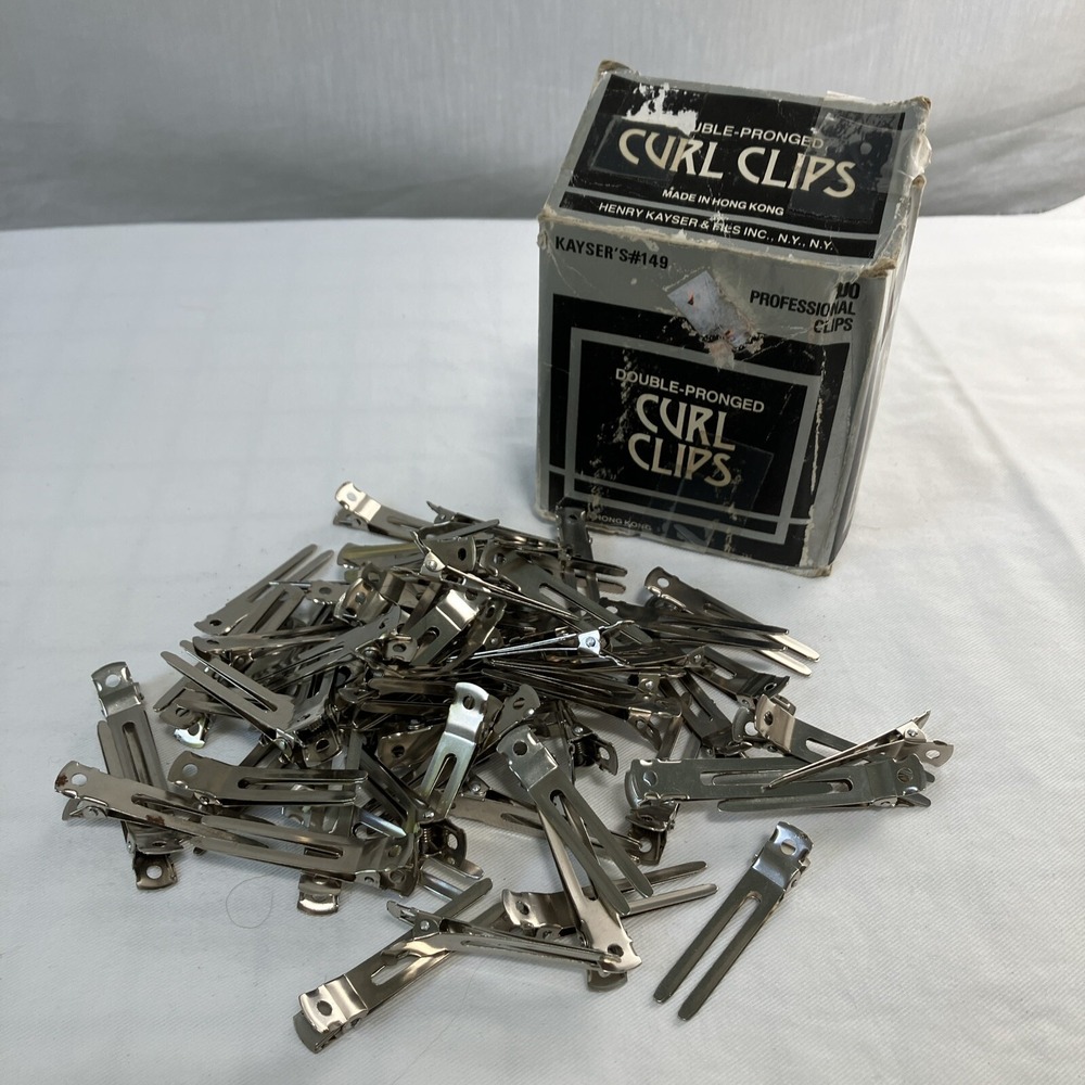 Vintage Double Pronged Curl Clips Kayser's #149 - 68 In‎ Box